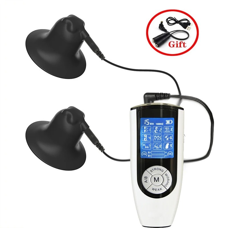 Electric Shock Nipple Sucker Enlarger Nipple Clamp Pussy Pump Clit Clip Vacuum Stimulate Breast Enlarger Sextoy For Women Men SM_img_2