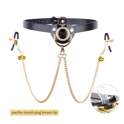 Adult Pacifier Mouth Gag with Gold Chain Nipple Clamps Breast Clip Slaves Nipple Clamps Sex Toys For Couples Sex Shop_img_4