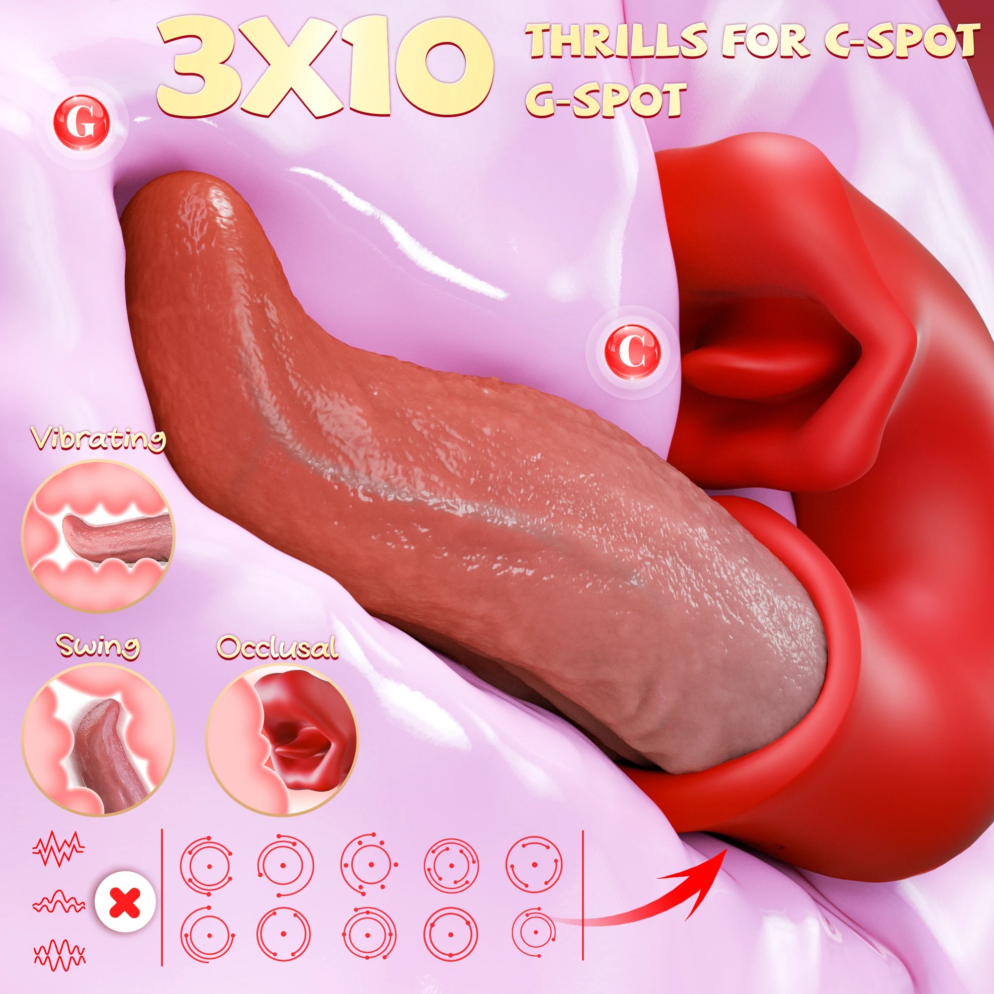 3 in 1 Realistic Tongue Vibrators for Women Dildo Occlusion and Swinging Clitoris Stimulator Adult Sex Toys Female Masturbator_img_6