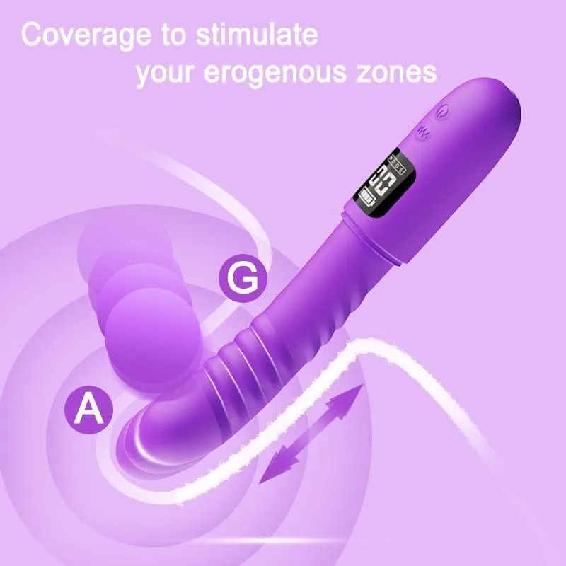 Powerful Simulation Telescopic Dildo Vibrator G-spot Clitoral Anal Stimulator 10 Speed Vibration Mode Adult Sex Toys for Women_img_6