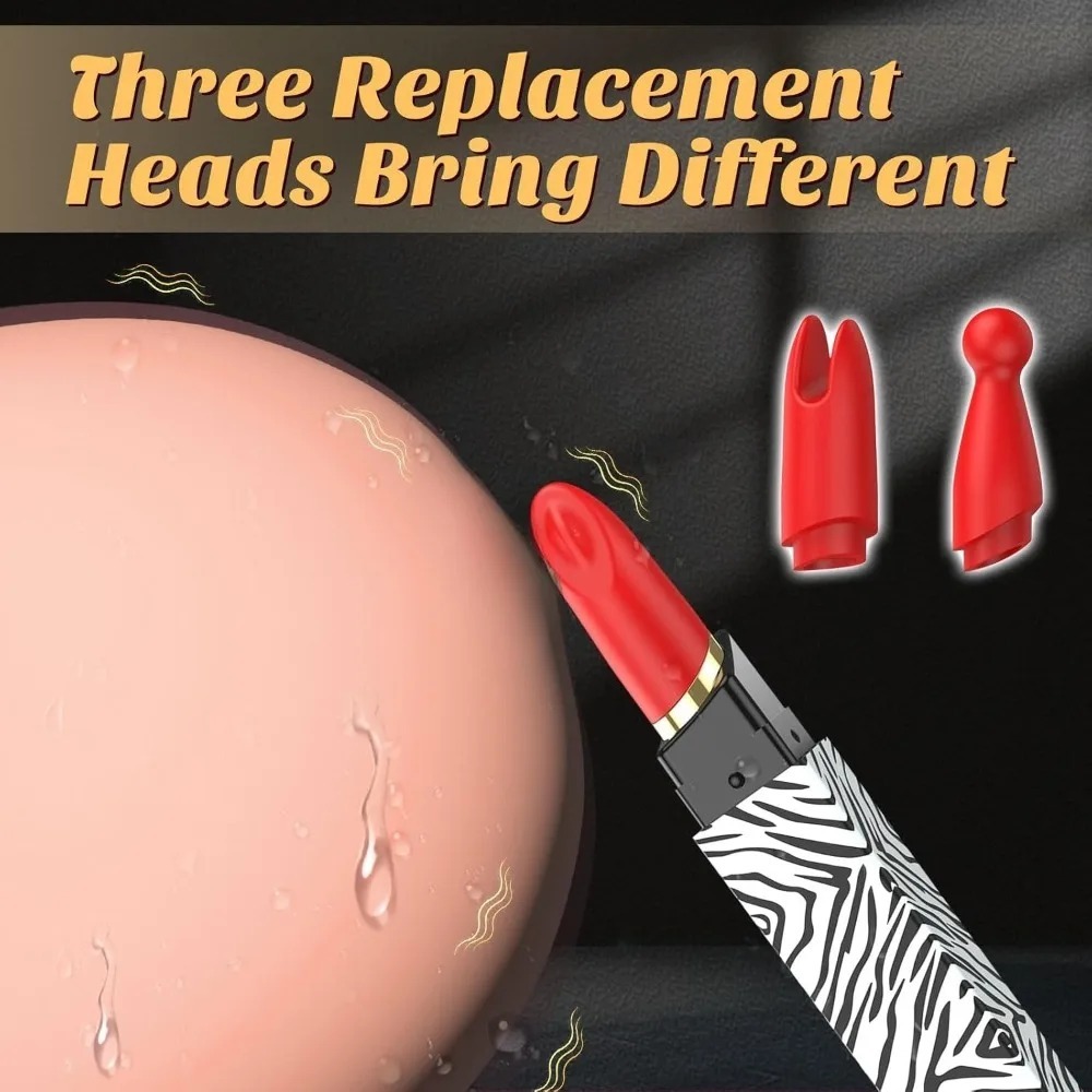 Mini Lipstick Bullet Vibrator 3 Replacement Heads Vibrating Massger Nipple Clit Stimulator Sex Toys for Women Couple Portable_img_4