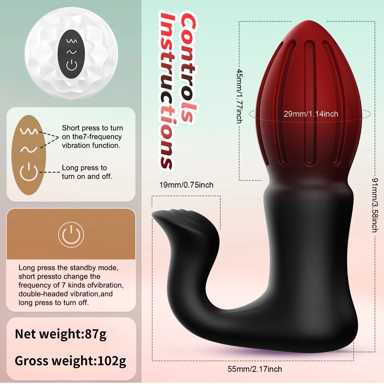 Anal Plug Vibrator 2 in 1 Remote Control Clitoris Stimulator 7 Vibration Dual Motors Vibrating Butt Plug Anal Toys for Women Man_img_5