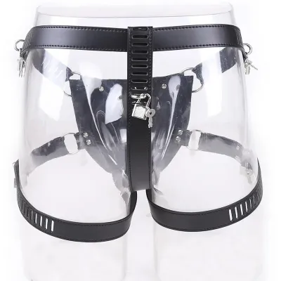 PU/Real Leather Sexy Panties BDSM Bondage Restraints Penis Cock Cage Male Chastity Devices Belt Erotic Sexy Toys_img_3