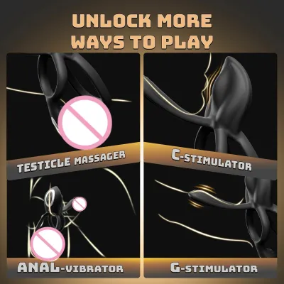 4in1 Vibrating Cock Ring Vibrator Penis Ring G Spot Clit Stimulator Men Ejaculation Delay Remote Control Couple Sex Toy_img_5