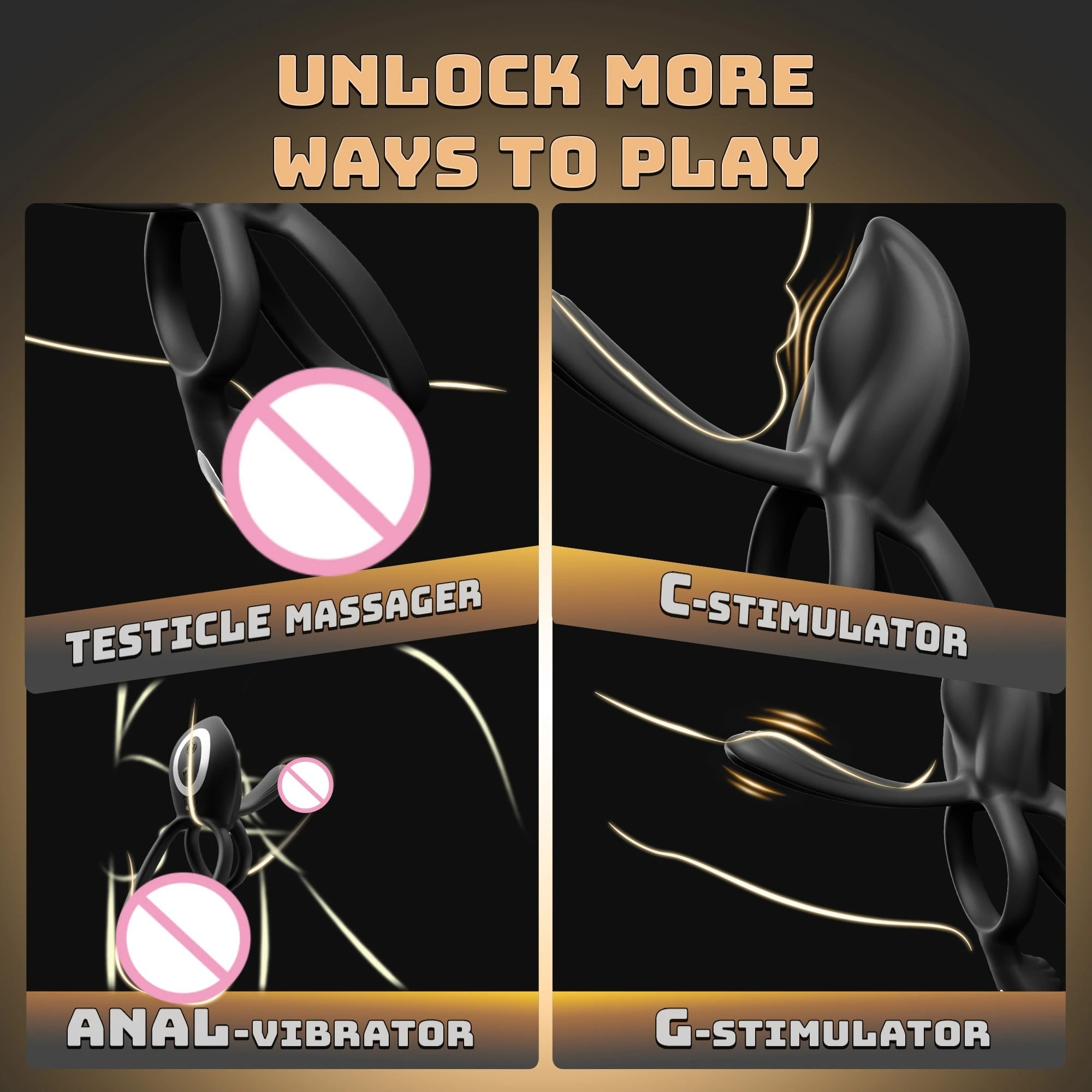 4in1 Vibrating Cock Ring Vibrator Penis Ring G Spot Clit Stimulator Men Ejaculation Delay Remote Control Couple Sex Toy_img_5