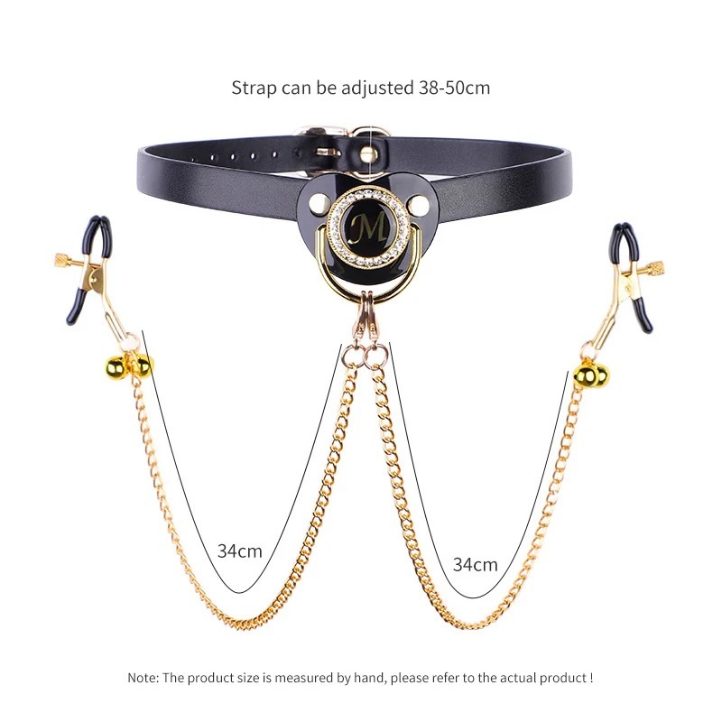 Adult Pacifier Mouth Gag with Gold Chain Nipple Clamps Breast Clip Slaves Nipple Clamps Sex Toys For Couples Sex Shop_img_2