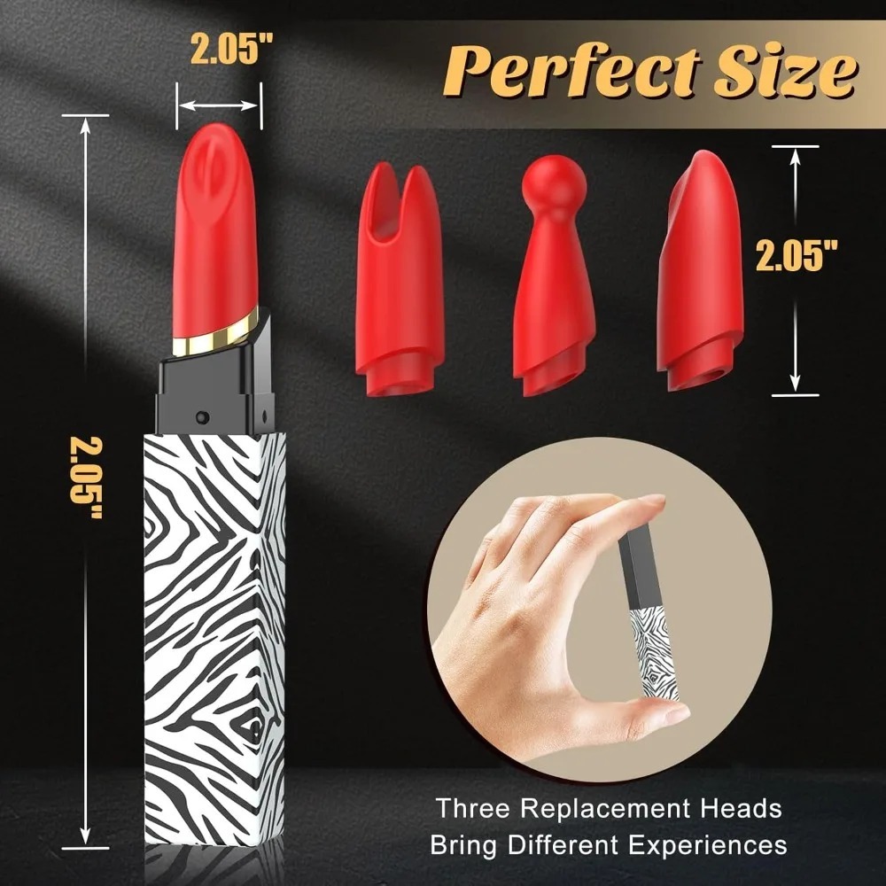 Mini Lipstick Bullet Vibrator 3 Replacement Heads Vibrating Massger Nipple Clit Stimulator Sex Toys for Women Couple Portable_img_3