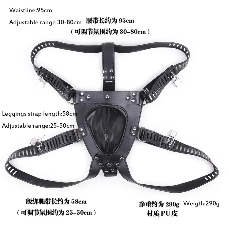 PU/Real Leather Sexy Panties BDSM Bondage Restraints Penis Cock Cage Male Chastity Devices Belt Erotic Sexy Toys_img_6