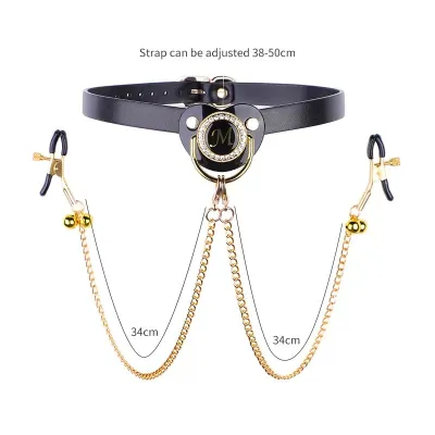 Adult Pacifier Mouth Gag with Gold Chain Nipple Clamps Breast Clip Slaves Nipple Clamps Sex Toys For Couples Sex Shop_img_3