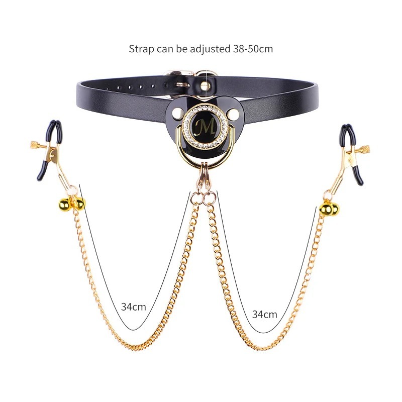 Adult Pacifier Mouth Gag with Gold Chain Nipple Clamps Breast Clip Slaves Nipple Clamps Sex Toys For Couples Sex Shop_img_3
