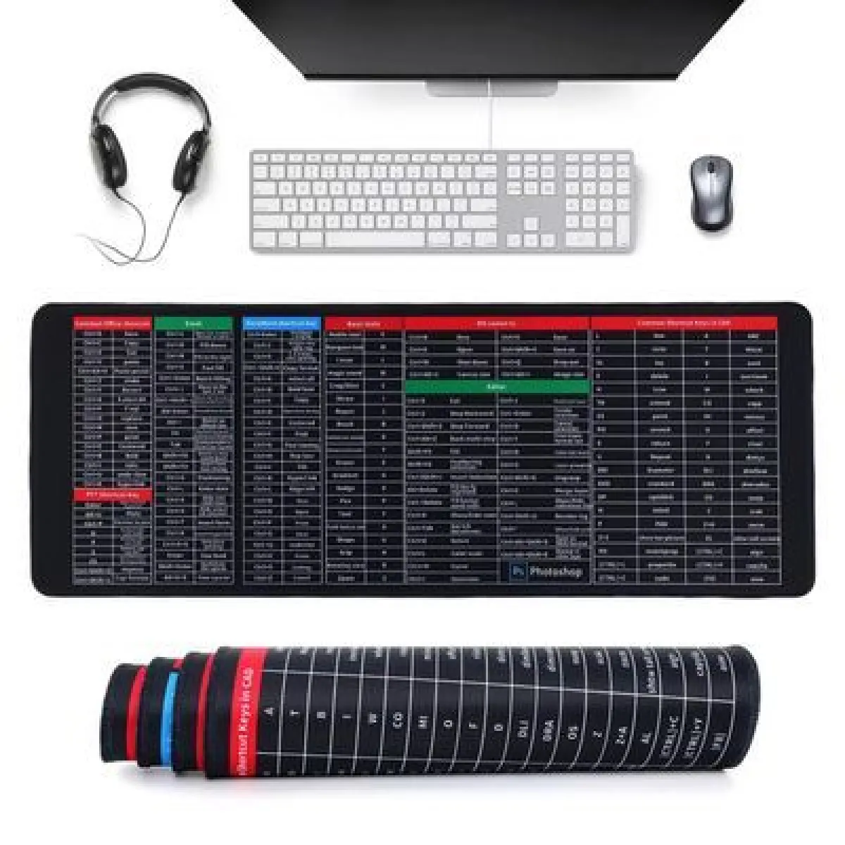 Shortcut Key Mouse Pad ( Big Size)📏 Extra Large Size — 35 inches লম্বা, 16 inches চওড়া