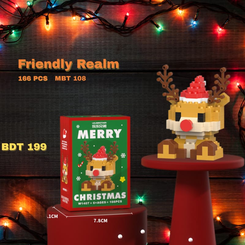 Friendly Realm - Christmas Reindeer Mini Brick Toy – 166 PCS