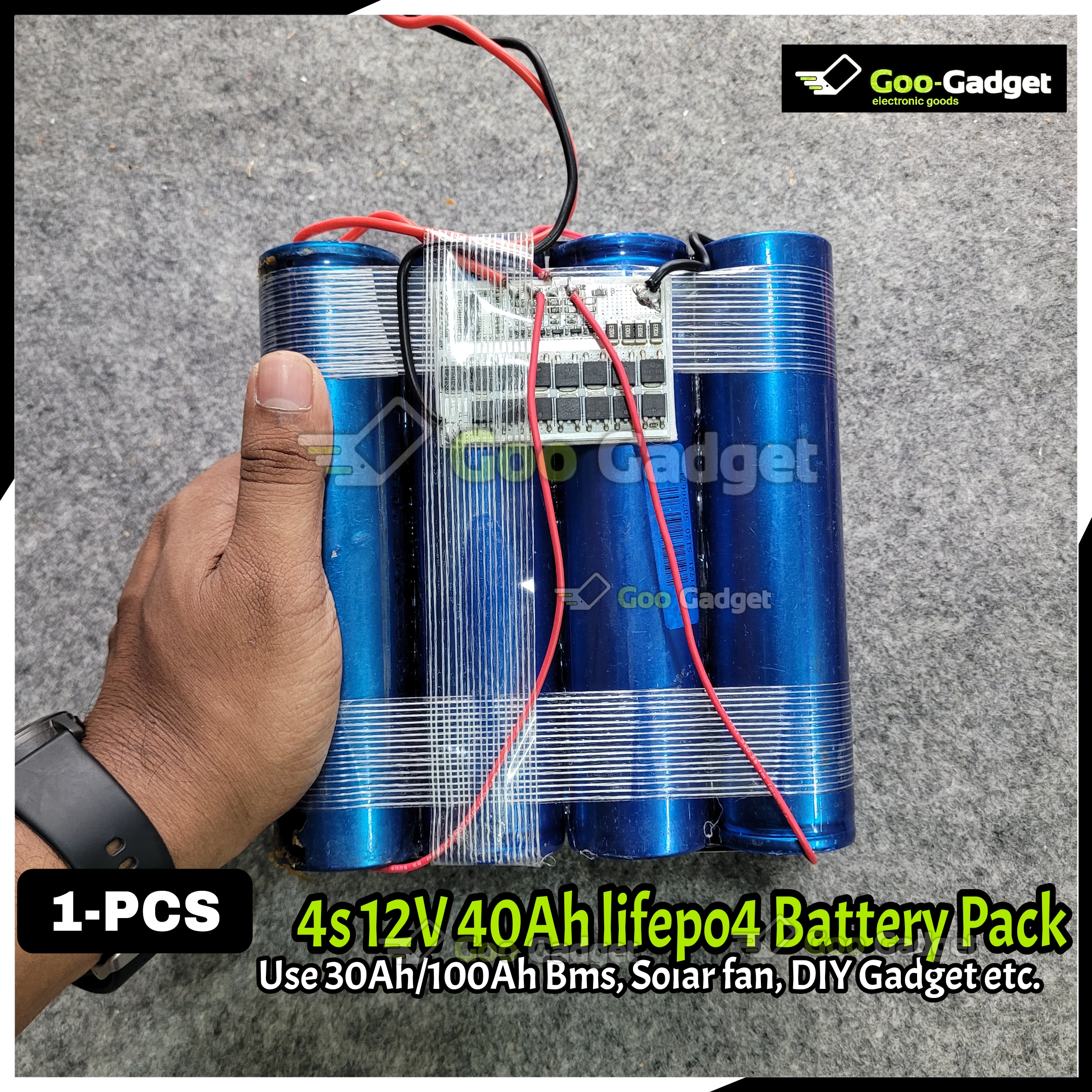 Use 12V 40Ah | 4S LiFePO4 Battery Pack | Cylindrical 40138 Cells with 100A BMS_img_1