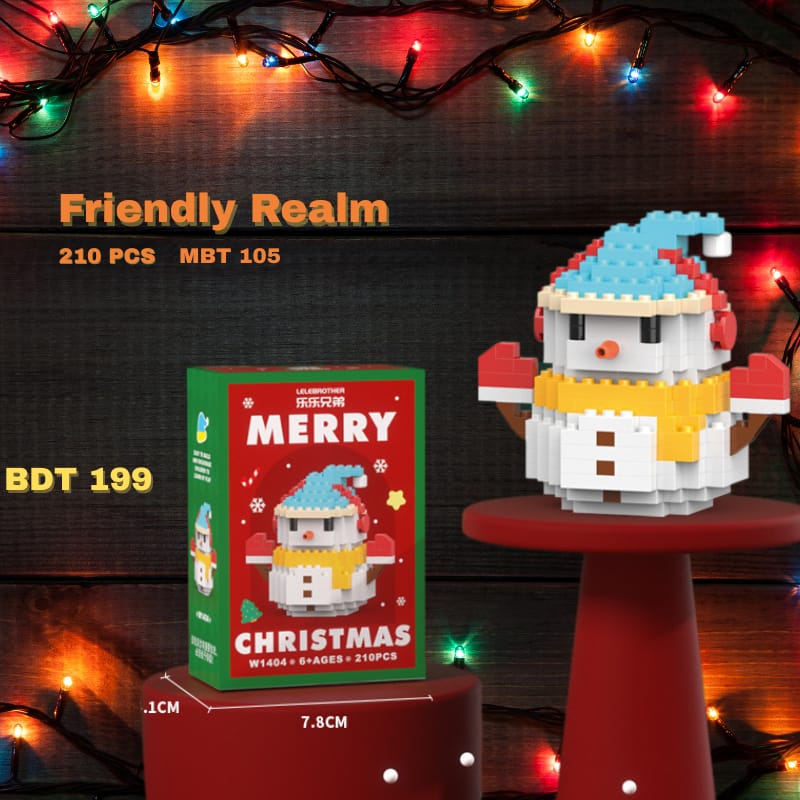 Friendly Realm - Snowman Mini Brick Toy – Blue Hat Edition – 210 PCS