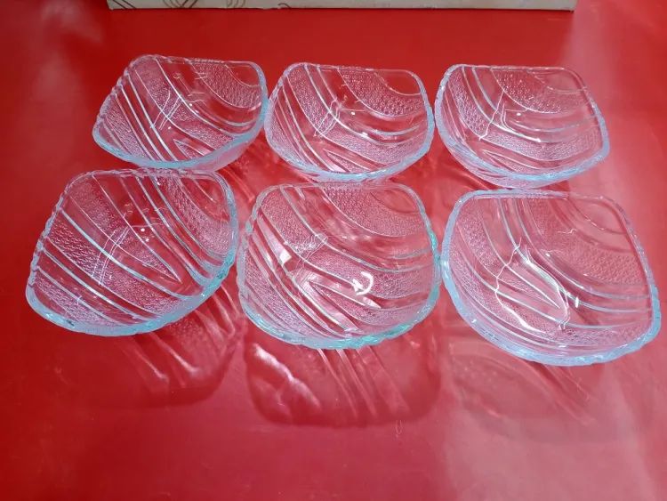 Crystal Glass Firni Set 6 Pcs --কাচের নাস্তা বাটি সেট -৬ পিছ #142B - Image 4