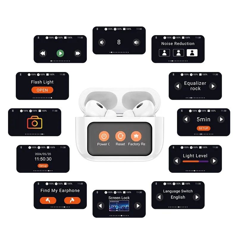 ANC Earbuds Touch Screen Display (White)_img_2