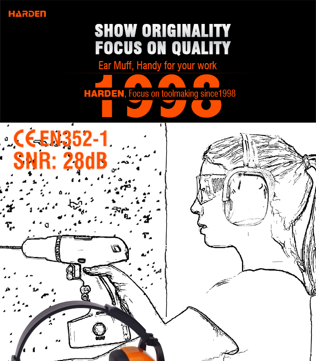 HARDEN 780312 Fordable Ear Muff SNR: 28dB Hearing Noise Protection Earmuffs Shooting Noise Cancel Cover Head Ear Muffs Hearing Protection Sound Suppression Ear Muffs 780312_img_7