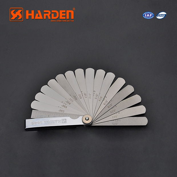 HARDEN 580415 Feeler Gauge 15Pcs 65Mn Professional Metal Feeler Gauge Set; Model: 580415