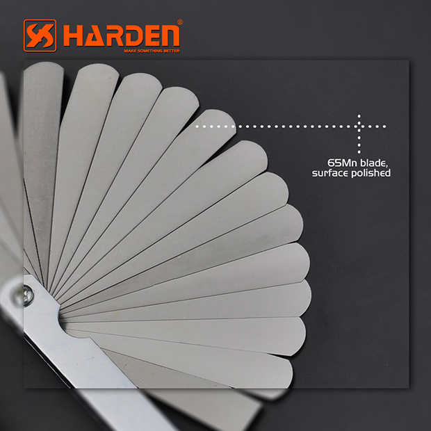 HARDEN 580415 Feeler Gauge 15Pcs 65Mn Professional Metal Feeler Gauge Set; Model: 580415_img_1