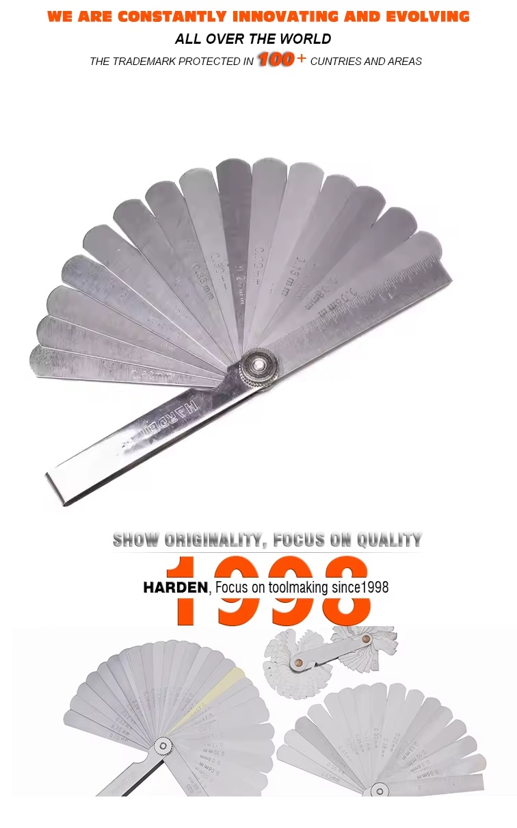 HARDEN 580415 Feeler Gauge 15Pcs 65Mn Professional Metal Feeler Gauge Set; Model: 580415_img_5