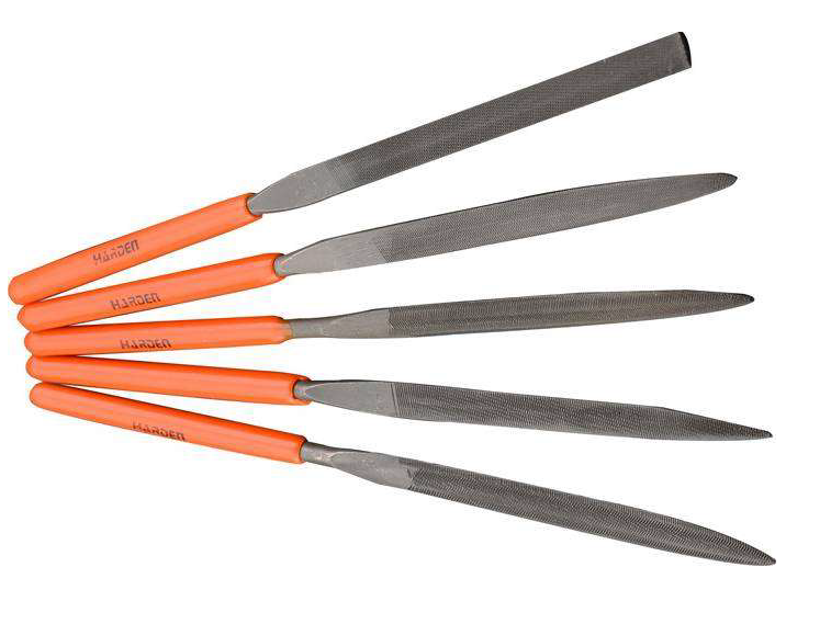 HARDEN 610621 5pcs Needle File Set (5x185mm), Professional 185mm Multipurpose High Hardness Needle Files, T12 Alloy Steel; Model: 610621_img_1