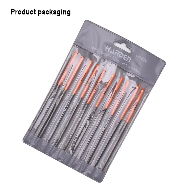 HARDEN 610622 10pcs Needle Files Set ( 4x160mm), Professional tools, (Hand, Half Round, Square, Tri Square &  Round); Model: 610622_img_1