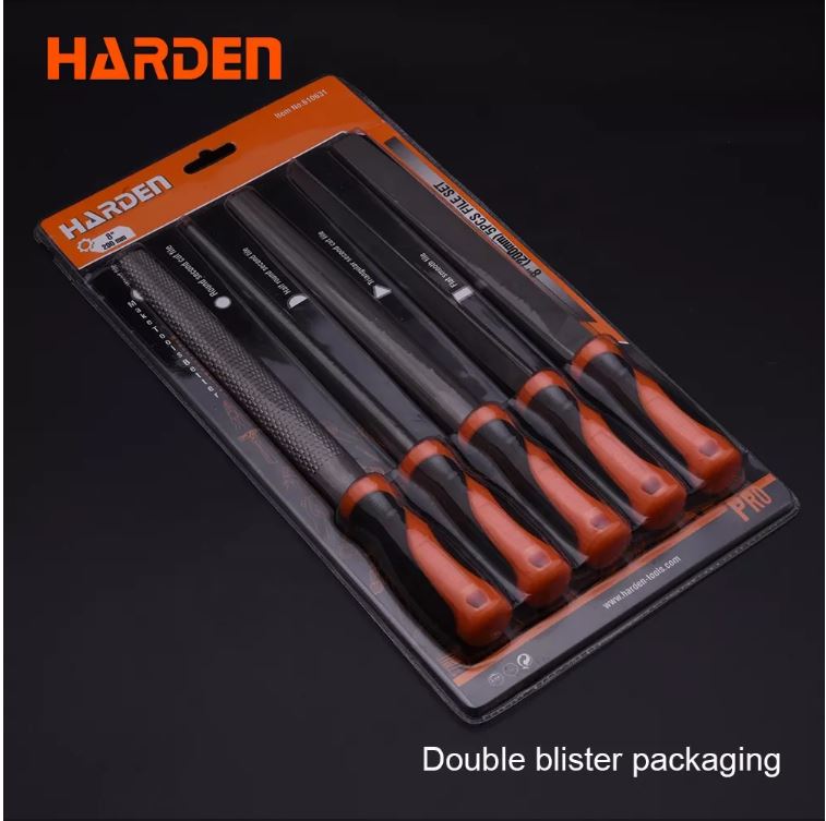 HARDEN 610631 5Pcs file set 8" (200mm) with Rubber Grip ( Triangular, Square, Round, Half Round and Flat ) Files; Model: 610631_img_3