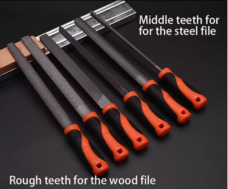 HARDEN 610631 5Pcs file set 8" (200mm) with Rubber Grip ( Triangular, Square, Round, Half Round and Flat ) Files; Model: 610631_img_4