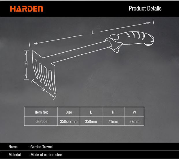 HARDEN 632603 Garden Trowel with 5 Teeth (Rake) 350x87mm; Model: 632603_img_5