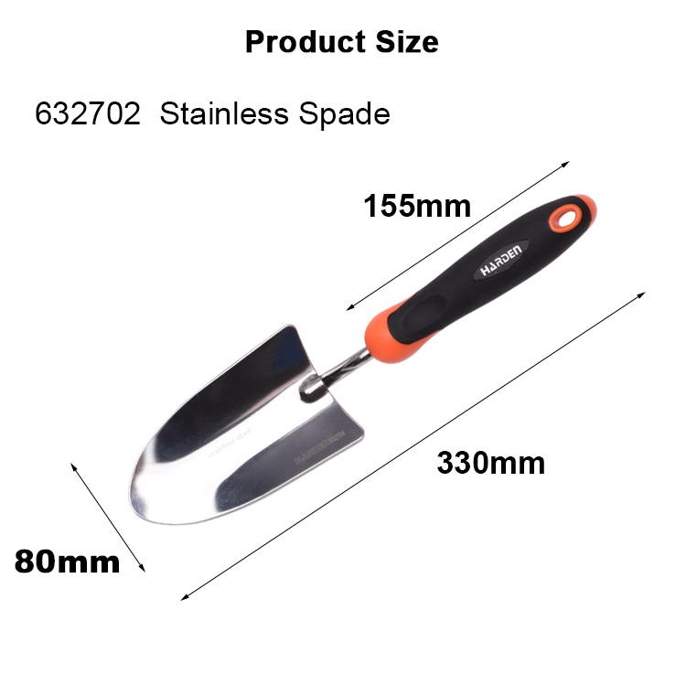 HARDEN 632702 Garden Spade Stainless steel, 320x180mm, hand garden small shovel farm agricultural tools spade garden trowel; 632702_img_2