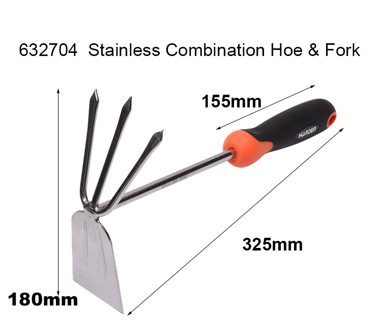 HARDEN 632704 Combination Hoe & Fork, Stainless steel, 325x180mm, hand garden small shovel farm agricultural tools spade garden trowel; Model: 632704_img_2