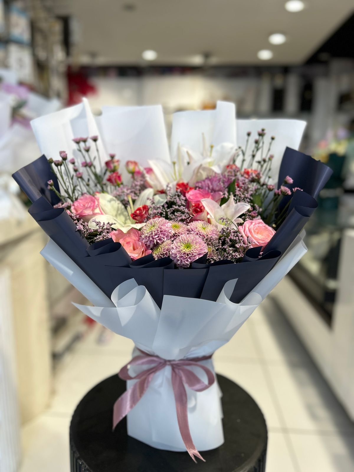 Pink and purple mix flowers bouquet