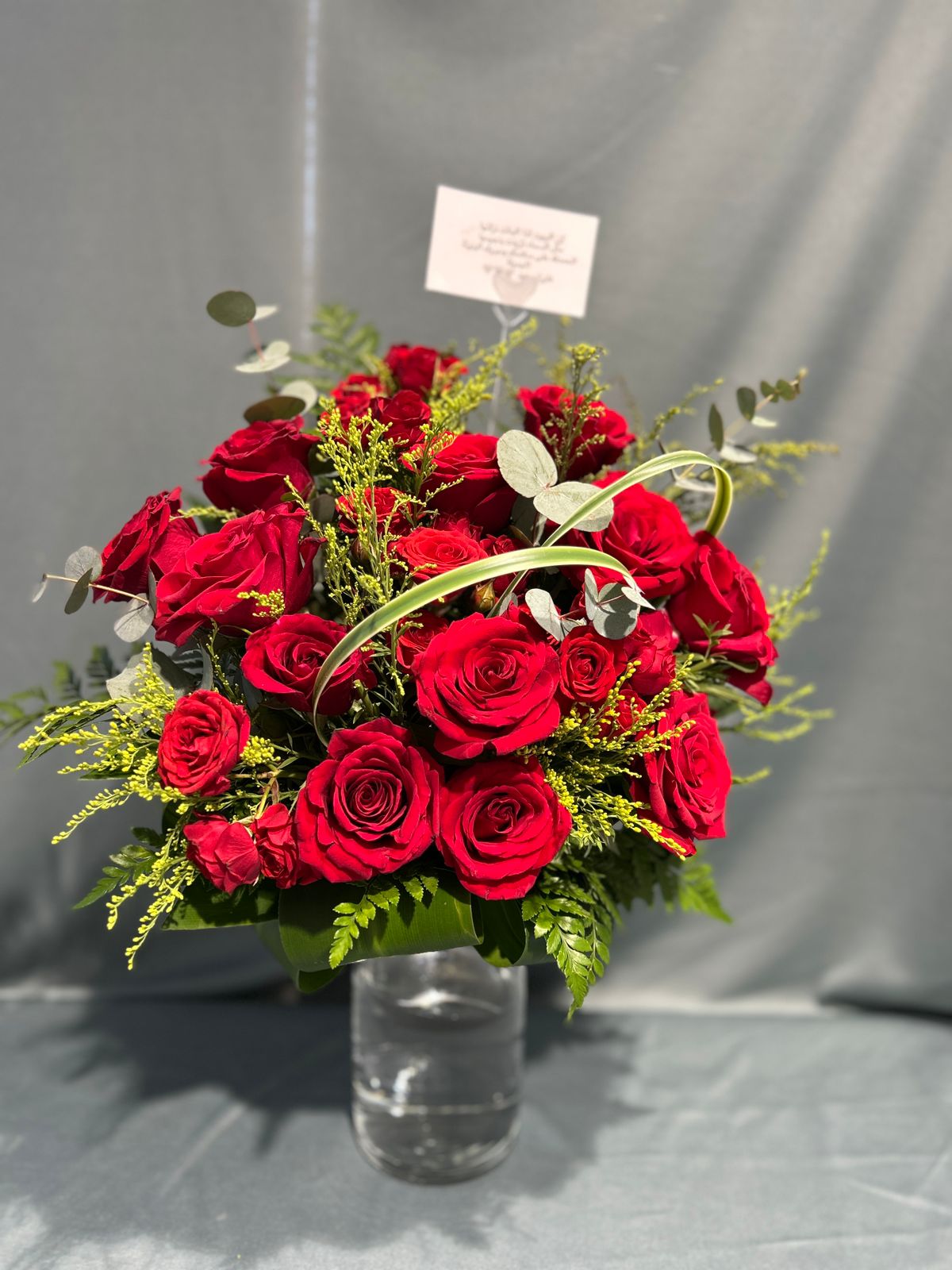 Red flowers vase