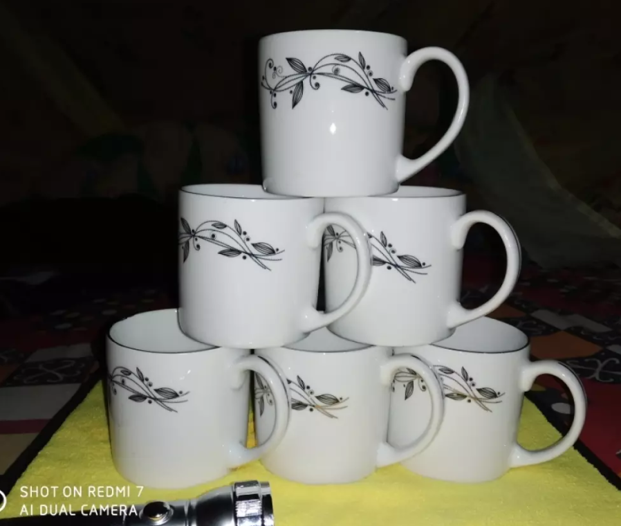 সিরামিকের চা বা কফি কাপ সেট -৬ পিছ- সেটCeramic Tea Cup - Coffee Mug - Black Flower 200ml #81 - Image 2