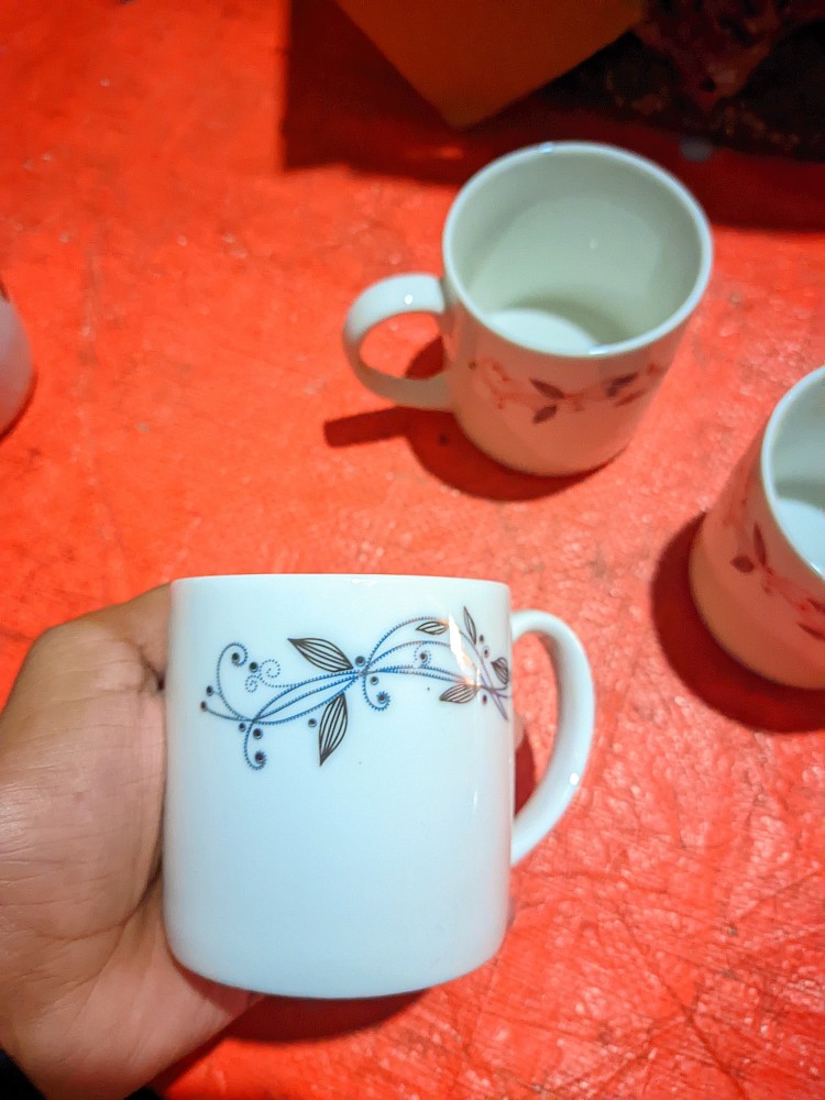 সিরামিকের চা বা কফি কাপ সেট -৬ পিছ- সেটCeramic Tea Cup - Coffee Mug - Black Flower 200ml #81 - Image 3
