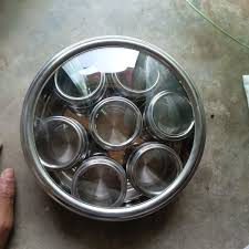 ৮ পিছের মসলা জার সেট-8 Pcs Stainless Steel Spice Jar with Glass Lid - Image 1