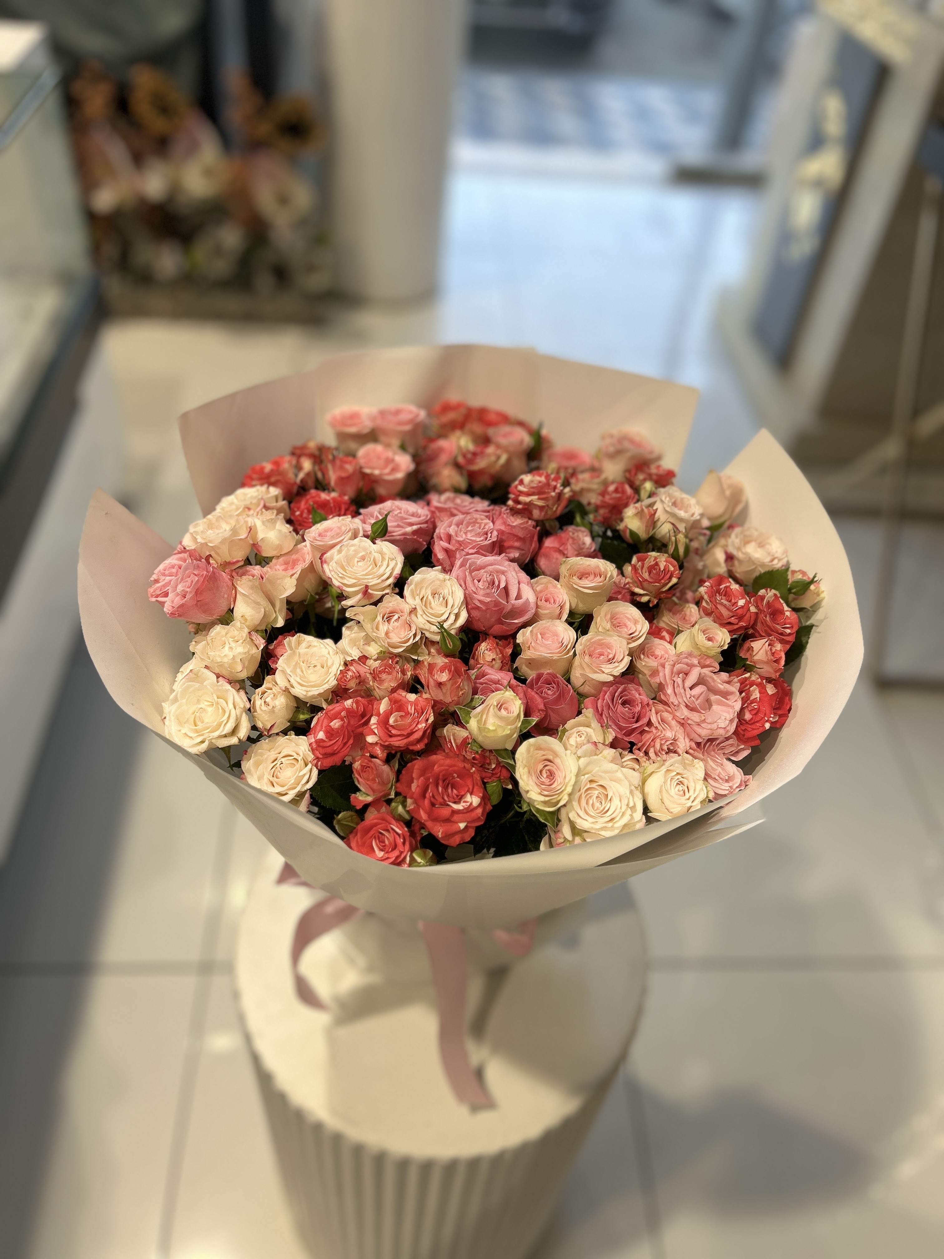 Pink mixed Baby roses stunning bouquet