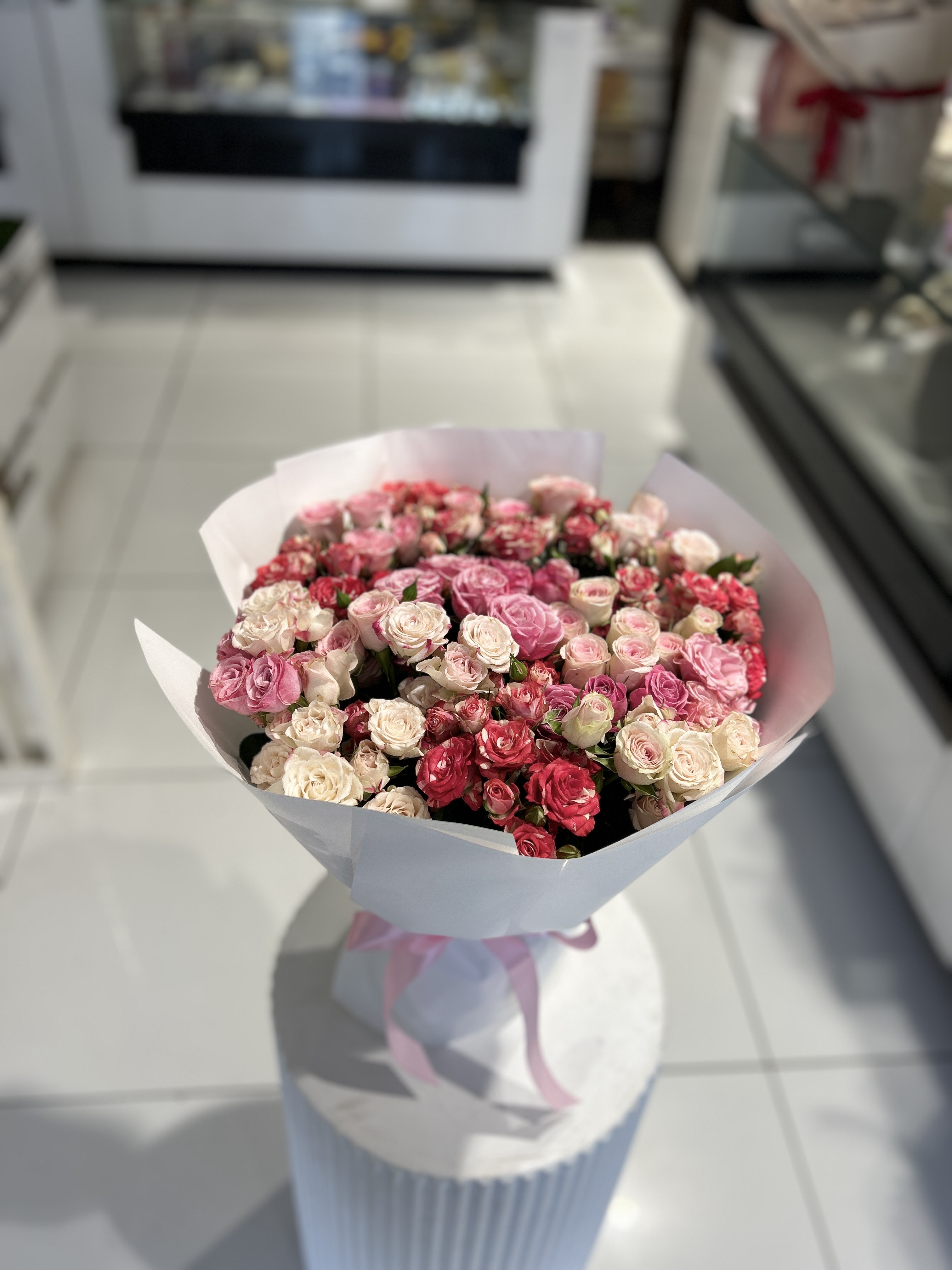 Pink mixed Baby roses stunning bouquet_img_1