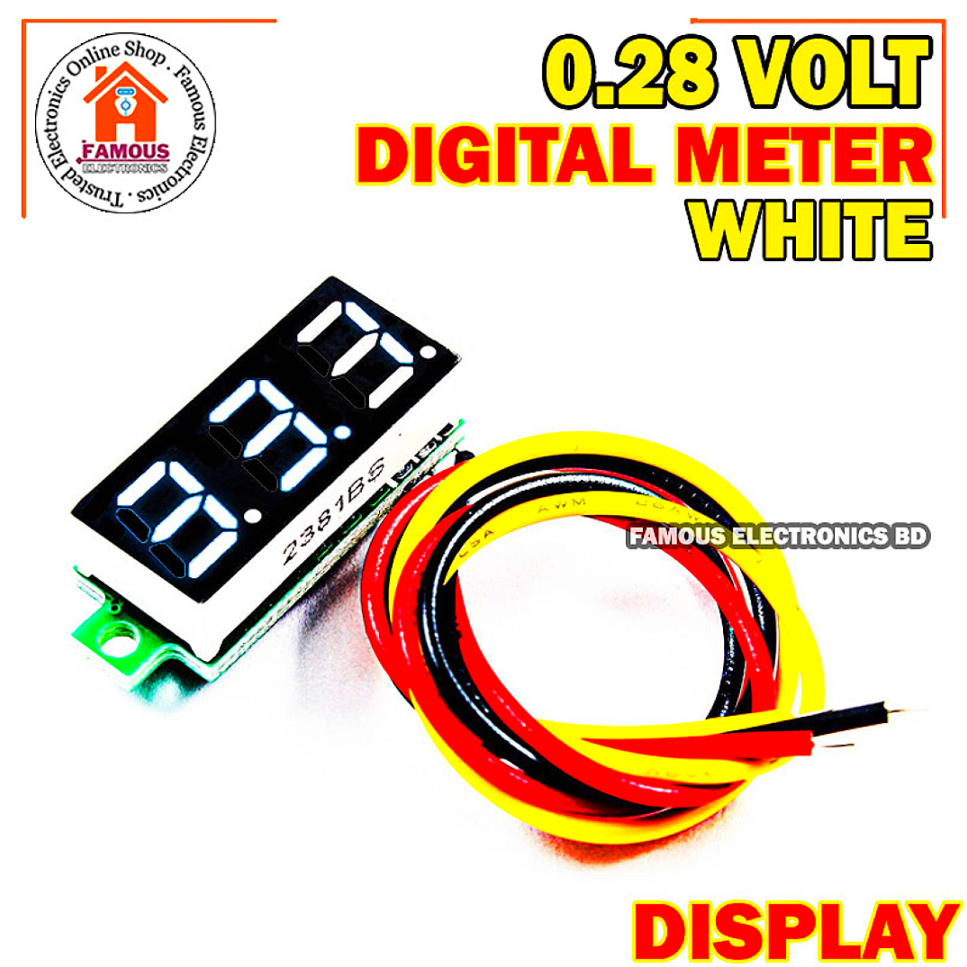 LED Display Mini 0.28 inch DC 0 -100V Digital Voltmeter 100V Volt Panel Indicator Monitor Voltage Meter-1PCS - Compact Digital Voltmeter -White_img_5