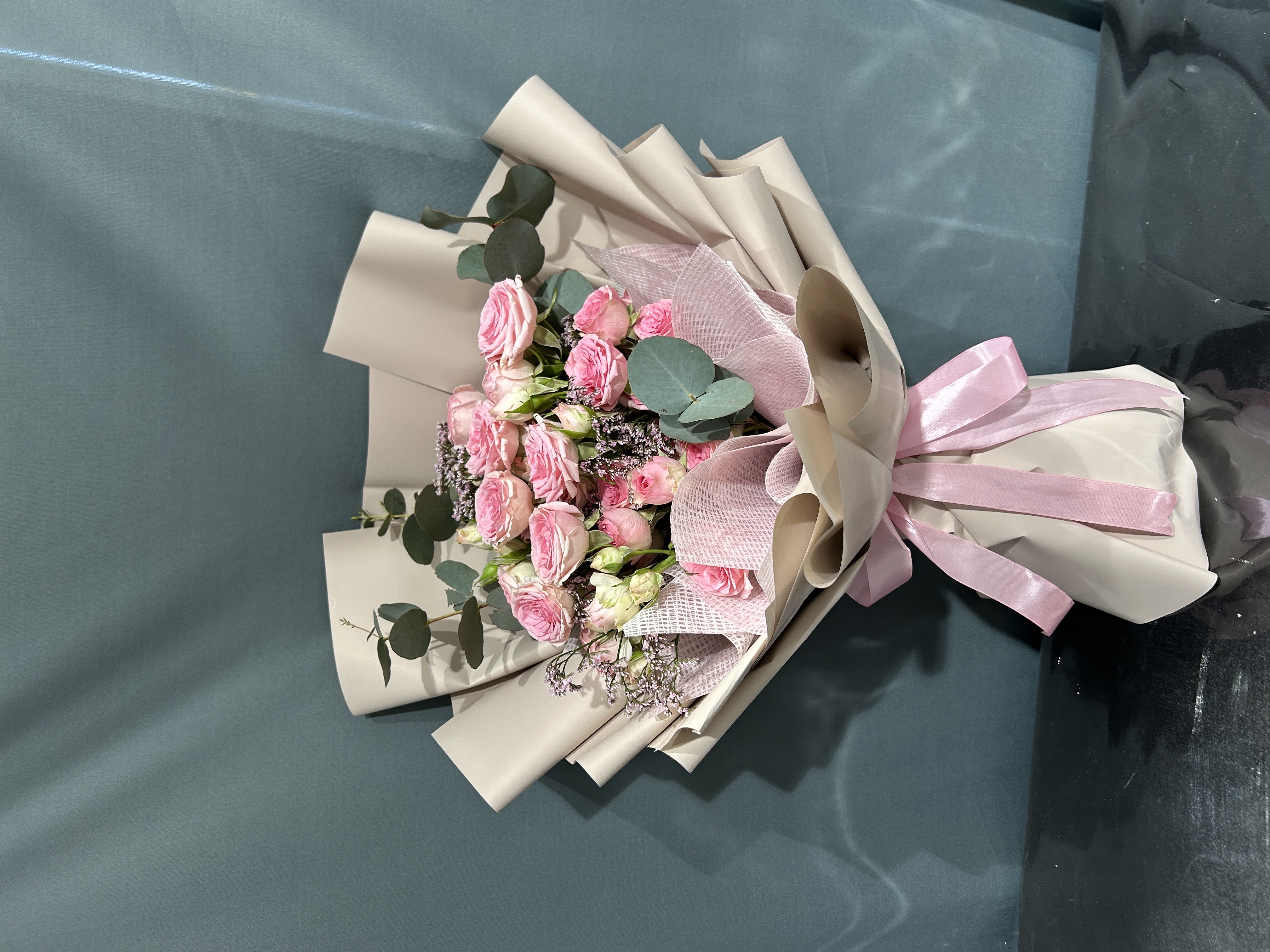 Pink baby roses hand bouquet