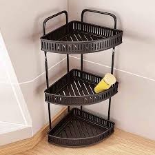 ৩ লেয়ার মেটাল কর্নার শেল্ফ-3 Tier Wall Hanging Metal Corner Shelf-coffe - Image 1