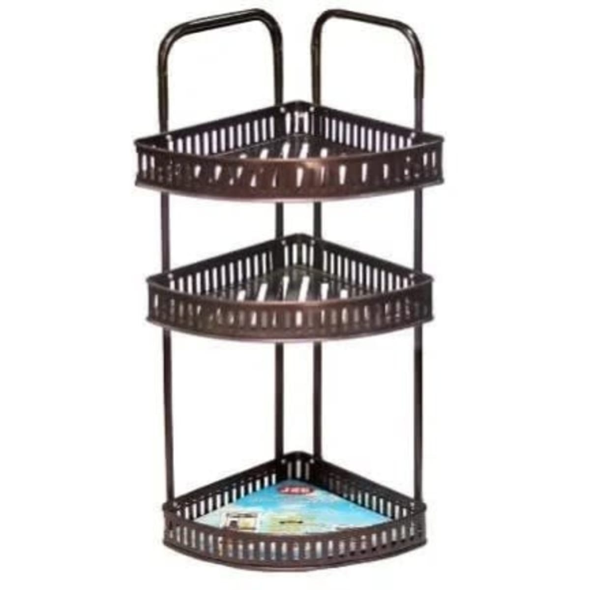 ৩ লেয়ার মেটাল কর্নার শেল্ফ-3 Tier Wall Hanging Metal Corner Shelf-coffe - Image 3