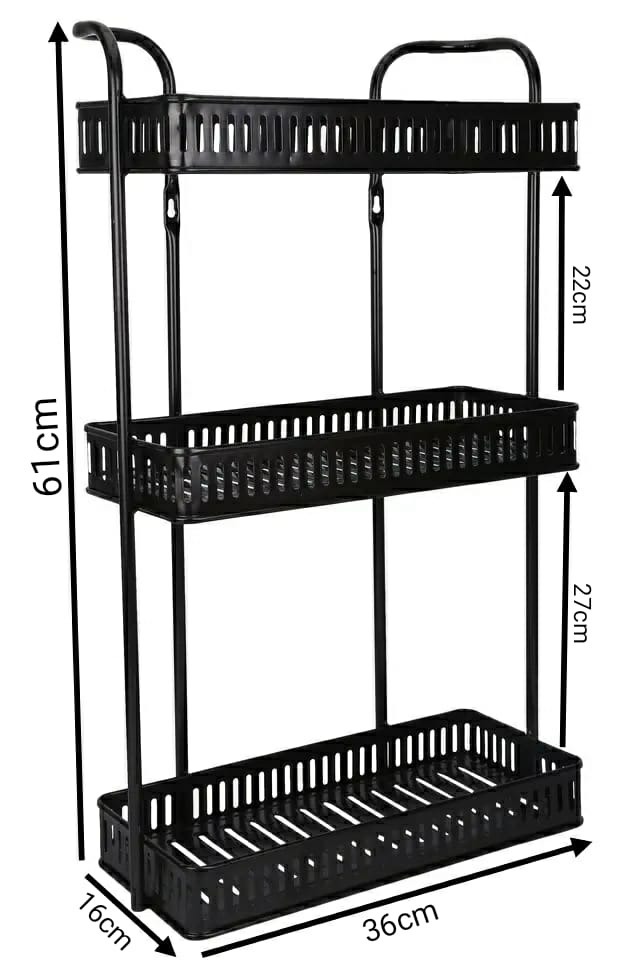 ৩ লেয়ার মেটাল শেল্ফ-3 Tier Wall Hanging Metal Shelf-wide coffe - Image 2
