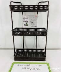 ৩ লেয়ার মেটাল শেল্ফ-3 Tier Wall Hanging Metal Shelf-wide coffe - Image 3