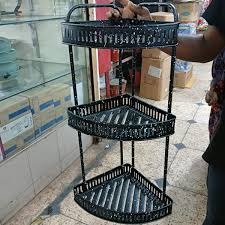 ৩ লেয়ার মেটাল কর্নার শেল্ফ-3 Tier Wall Hanging Metal Corner Shelf-Black - Image 1