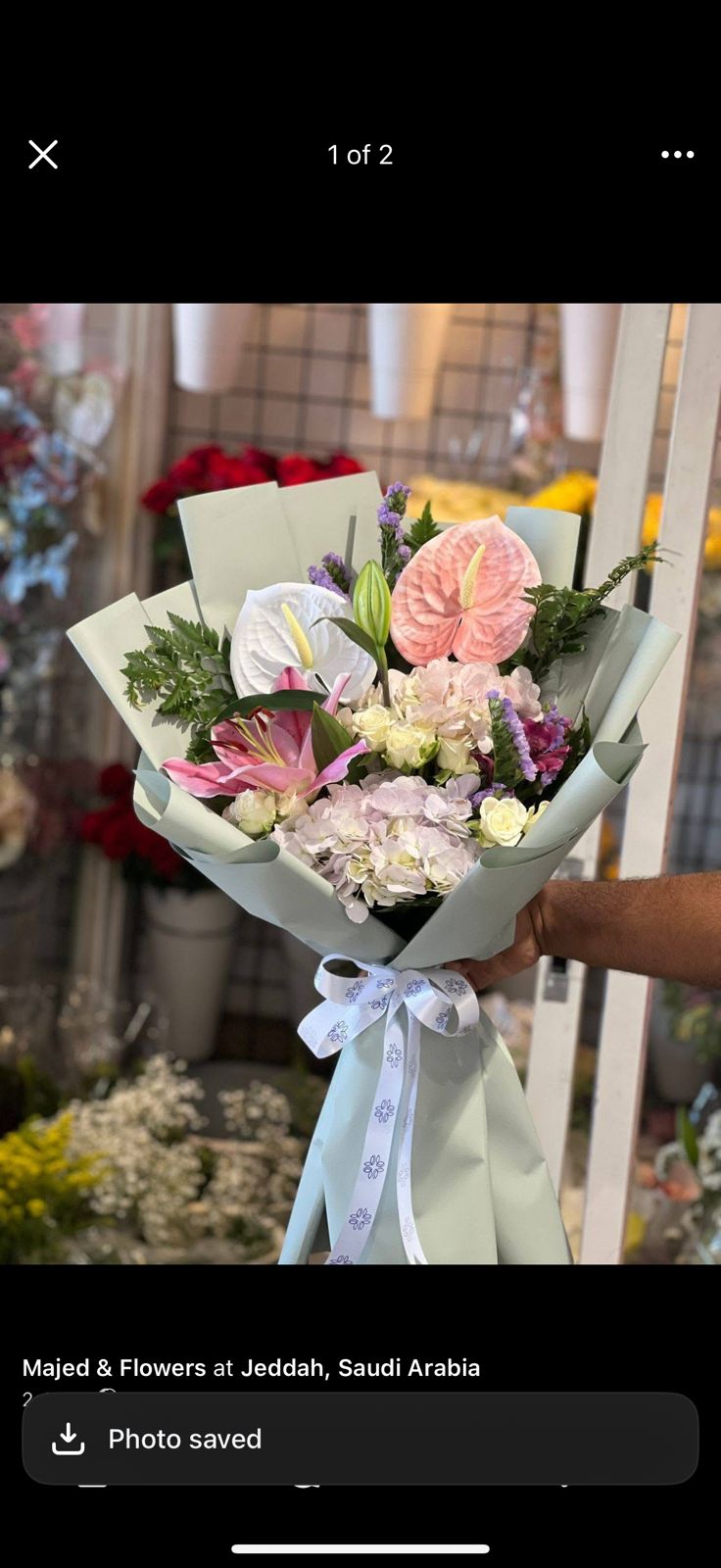 Hydrangea, delphinium lilium mix hand bouquet