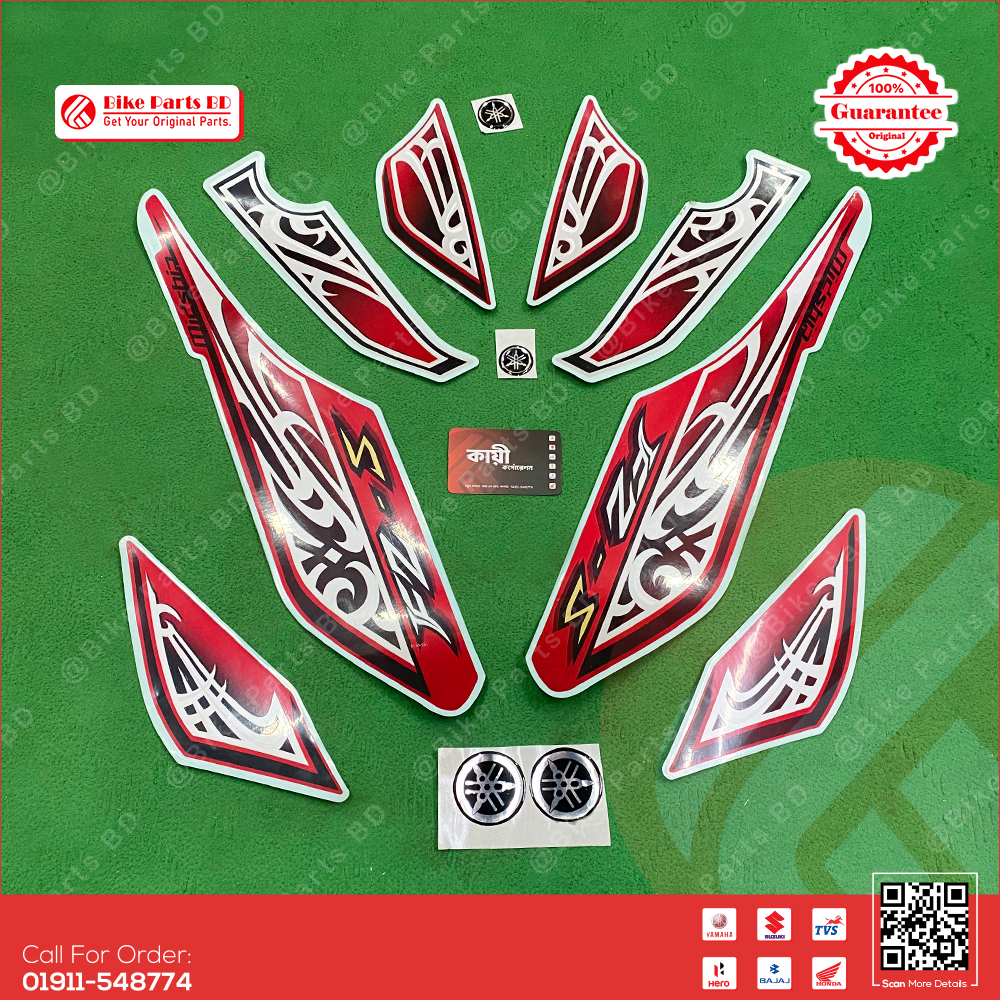 Full Set Sticker for Yamaha FZS V1 (Red Colour) bike.