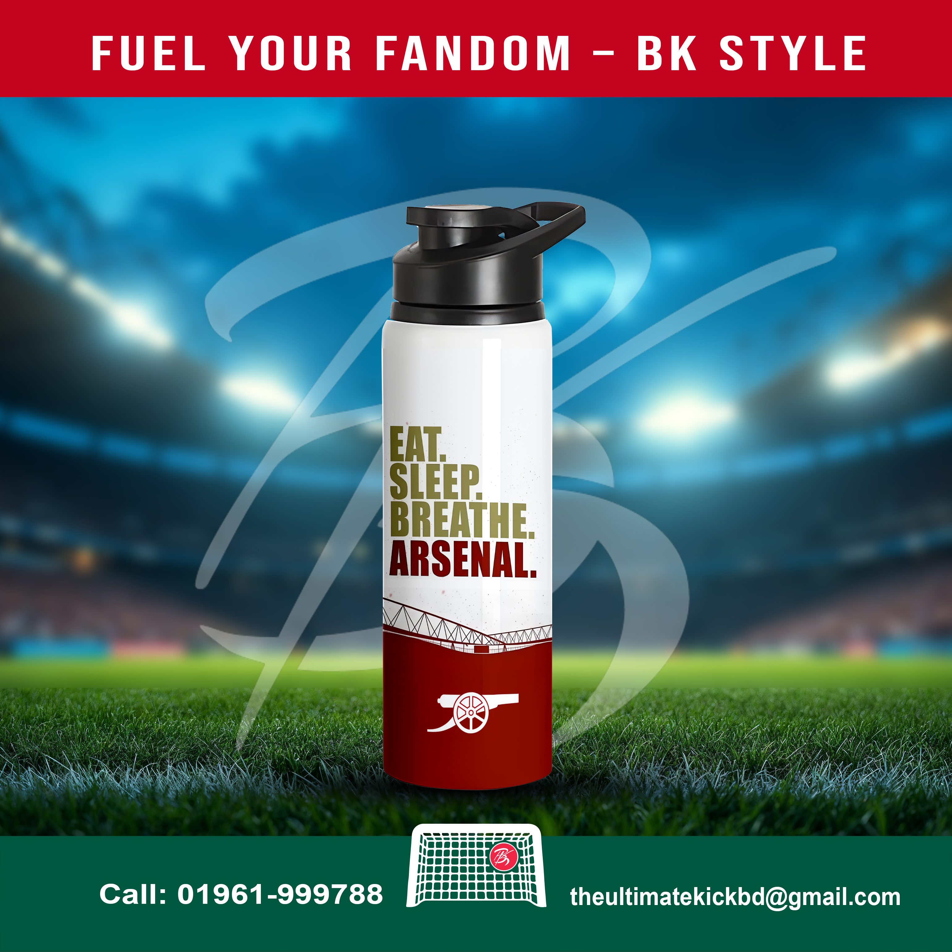 Eat. Sleep. Breathe. Arsenal. – 750ml Fan Bottle