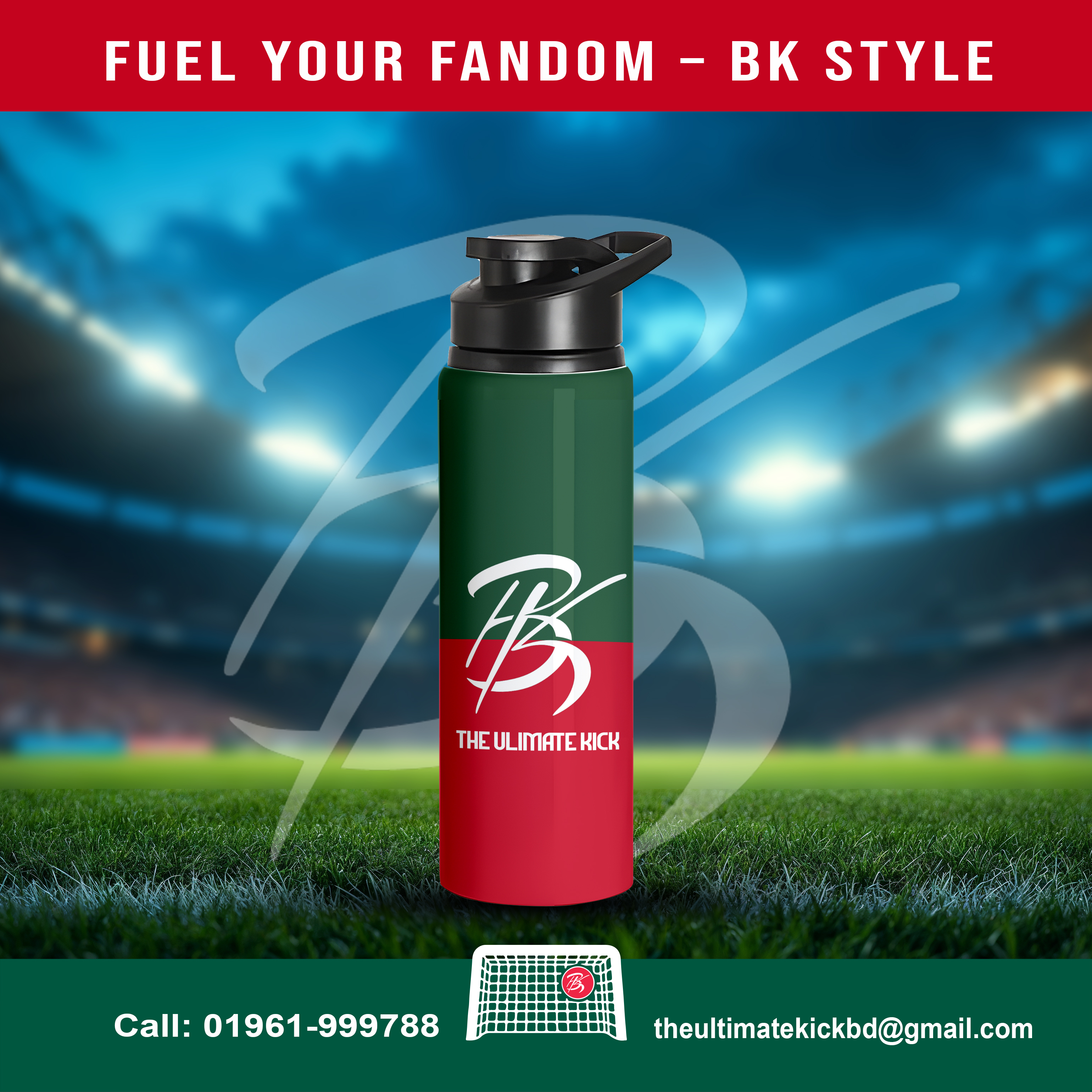 Official BK Edition – 750ml Bangla Kicks Bottle (Flag Colors Inspired)