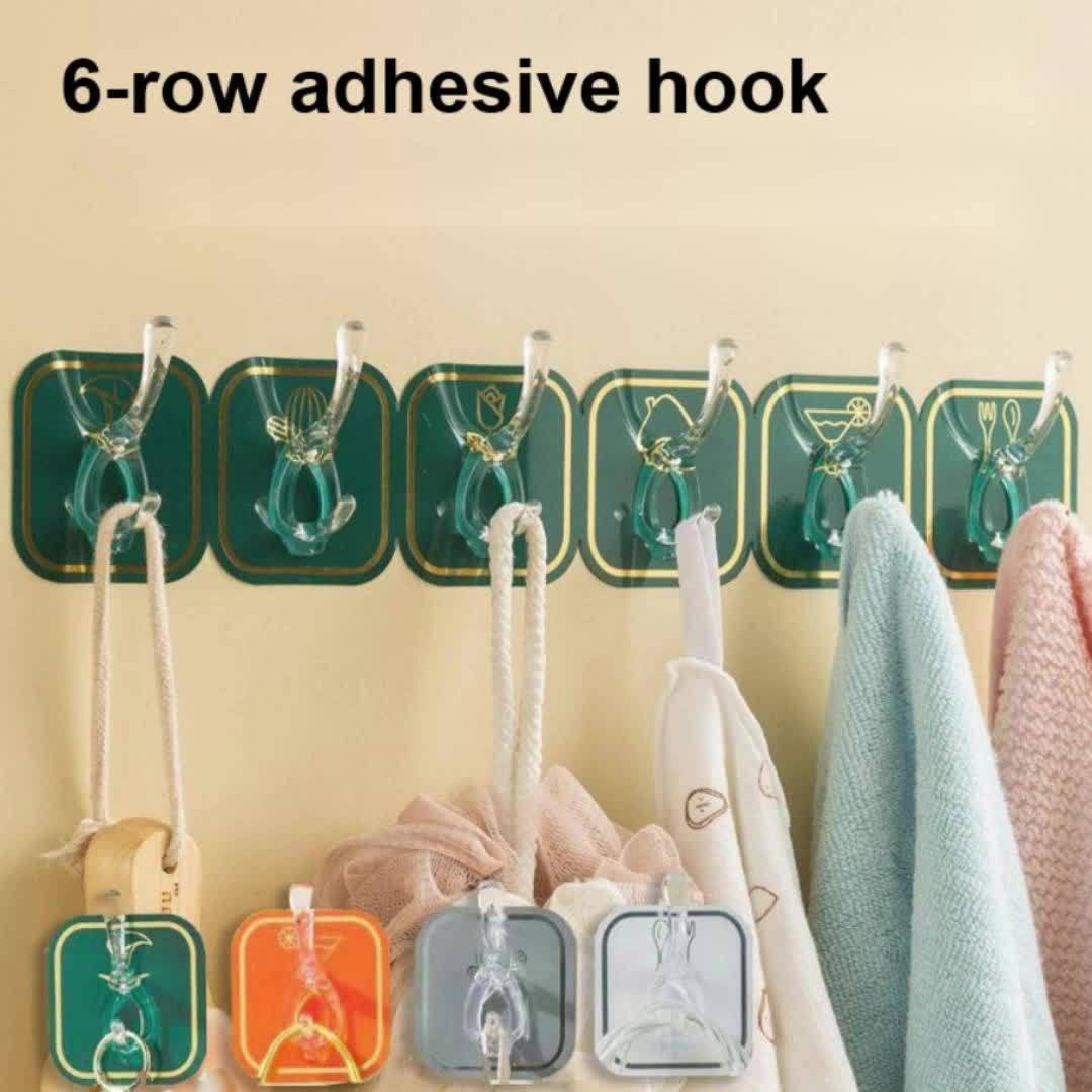 6Pcs Self Adhesive Hook Key Storage Hanger for Kitchen Bathroom Door Wall